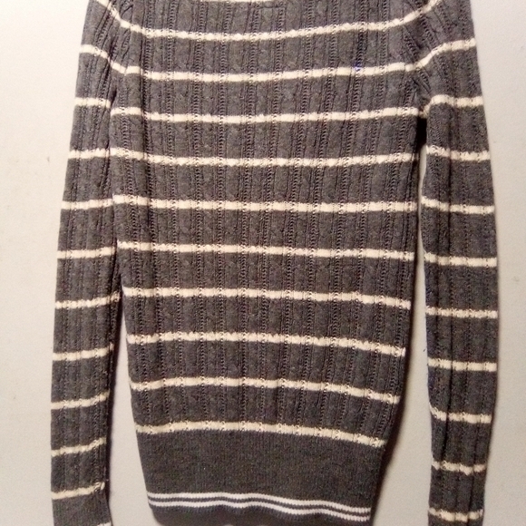Poof excellence gray and white striped sweater. Size large. - Picture 6 of 7